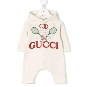 Gucci Kids Hooded Jumpsuit Romper Tennis Logo